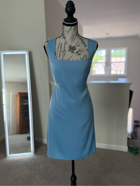 Lulus Dresses & Skirts - NWT Lulus Truly the Cutest Light Blue Satin Square Neck Mini Dress - Size XL